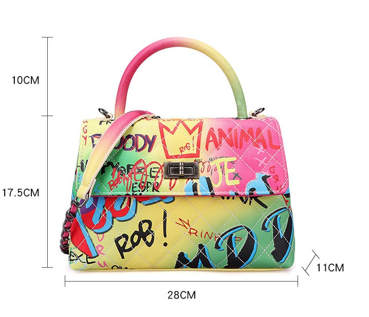 Ladies Painted Graffiti BagsColor Ladies Handbags - Jatanele