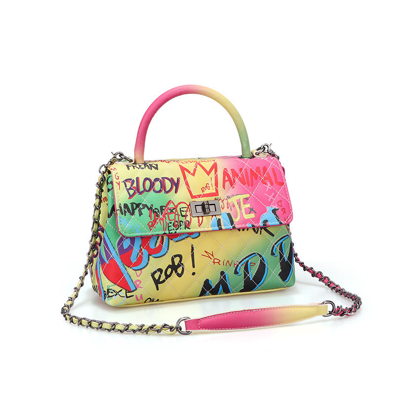 Ladies Painted Graffiti BagsColor Ladies Handbags - Jatanele