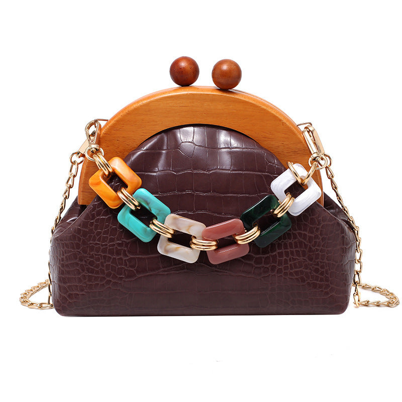 Portable Wooden Pu Women'S Bags - Jatanele