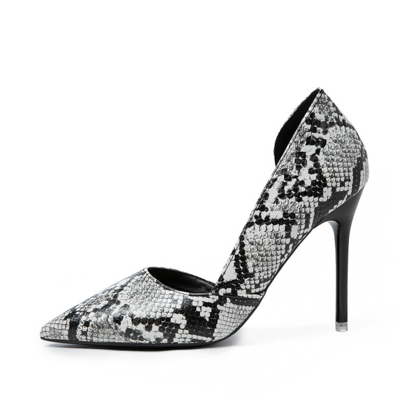 Snakeskin-Pattern Pointed-Toe Heels – Sleek & Sexy - Jatanele