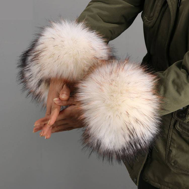 Women’s Luxe Faux Fur Hand Wristband Sleeves – Stylish and Cozy - Jatanele