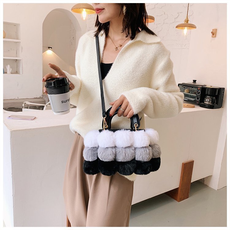 Plush Handbags Winter Plush Shoulder Bag Handbag Trend Messenger Bag - Jatanele