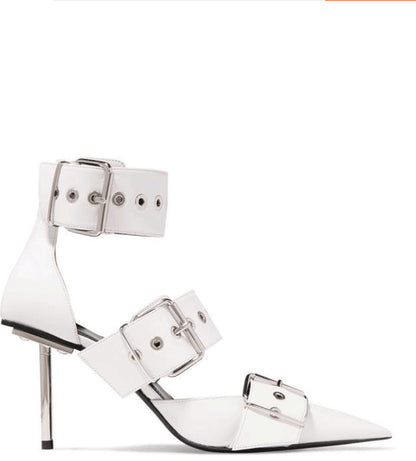 Elegant Metal Buckle High Heels - Versatile Style for Any Occasion - Jatanele