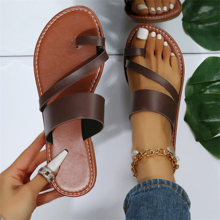 Flat Slippers Fashion Outdoor Thong Sandals Casual Beach Shoes Women - Jatanele