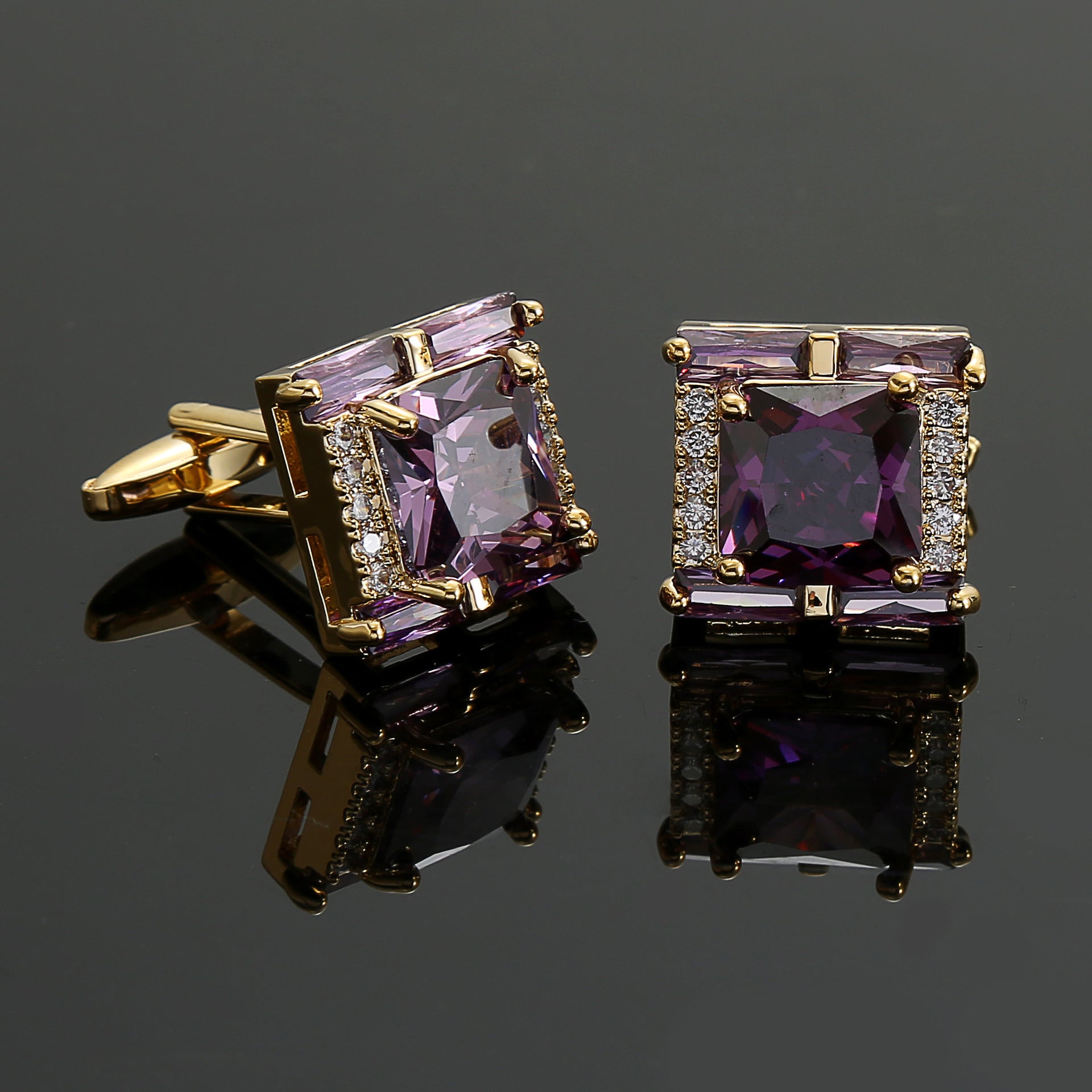 Square Diamond Men’s Zircon Crystal Cufflinks - Jatanele