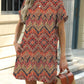 Printed Round Neck Short Sleeve Mini Dress - Jatanele