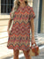 Printed Round Neck Short Sleeve Mini Dress - Jatanele