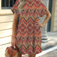 Printed Round Neck Short Sleeve Mini Dress - Jatanele