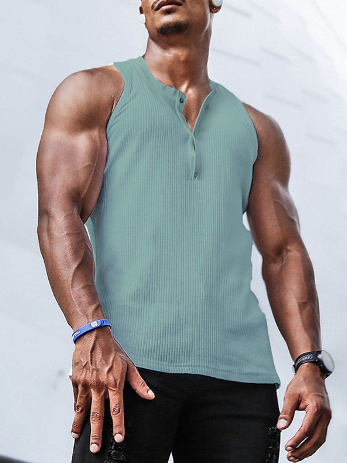 Men's Plus Size Ribbed Tank - Jatanele