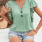 Full Size Ruffled Notched Cap Sleeve Blouse Plus Size - Jatanele