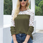 Waffle-Knit Lace Round Neck Long Sleeve T-Shirt - Jatanele
