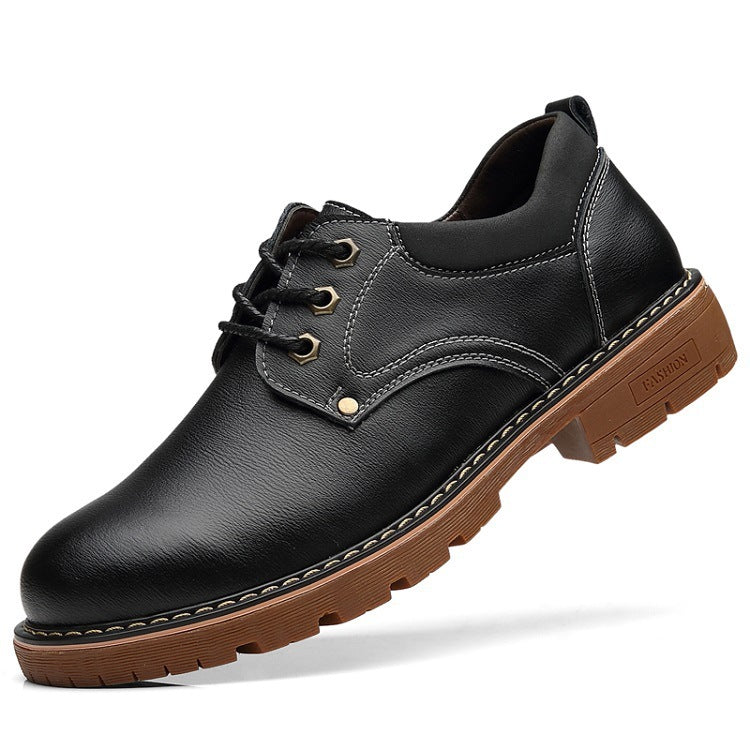 Men's Thick-Soled Casual Leather Lace-Up Shoes – Comfortable and Durable - Jatanele