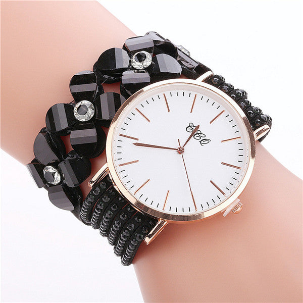 Elegant Velvet Drill Band Quartz Watch for Women - Jatanele