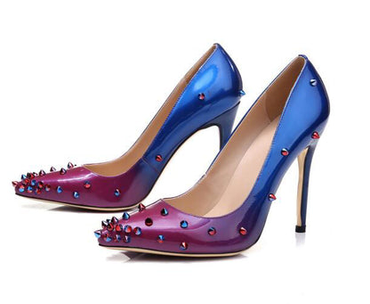 Elegant Stiletto Heels with Multicolor Studs - Jatanele