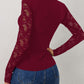 Lace Wavy Hem V-Neck Long Sleeve Top - Jatanele