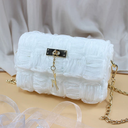 Ribbon gauze hand-woven chain bag - Jatanele