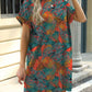 Printed Round Neck Short Sleeve Mini Dress - Jatanele