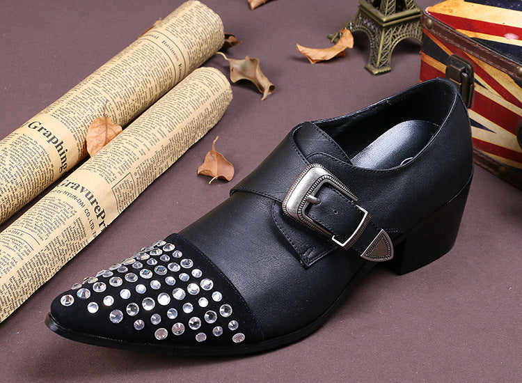 Men's Buckle Rhinestone Low-Top Dress Shoes - Elegant Formal Shoes - Jatanele