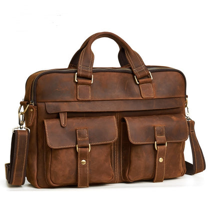 Genuine Retro Business Leather Bag for Men – Available in Black, Blue, Brown, and Coffee - Jatanele