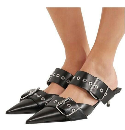 Elegant Metal Buckle High Heels - Versatile Style for Any Occasion - Jatanele