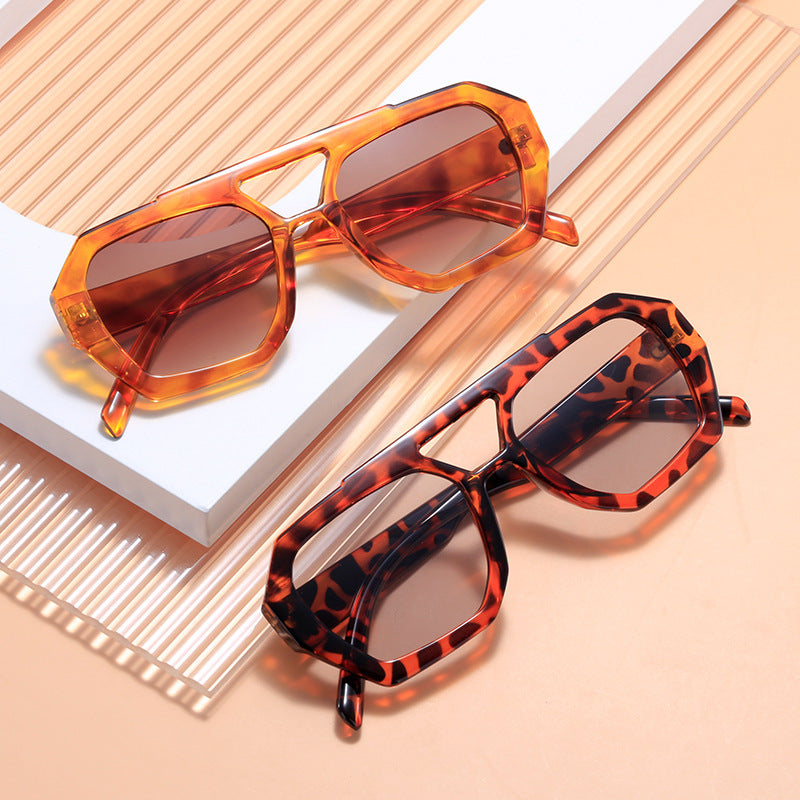 Men And Women Retro Personality Square Double Beam Sunglasses - Jatanele