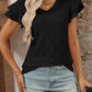 Eyelet V-Neck Ruffled Cap Sleeve Top - Jatanele