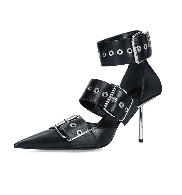 Elegant Metal Buckle High Heels - Versatile Style for Any Occasion - Jatanele