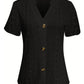 Openwork Notched Short Sleeve Top - Jatanele