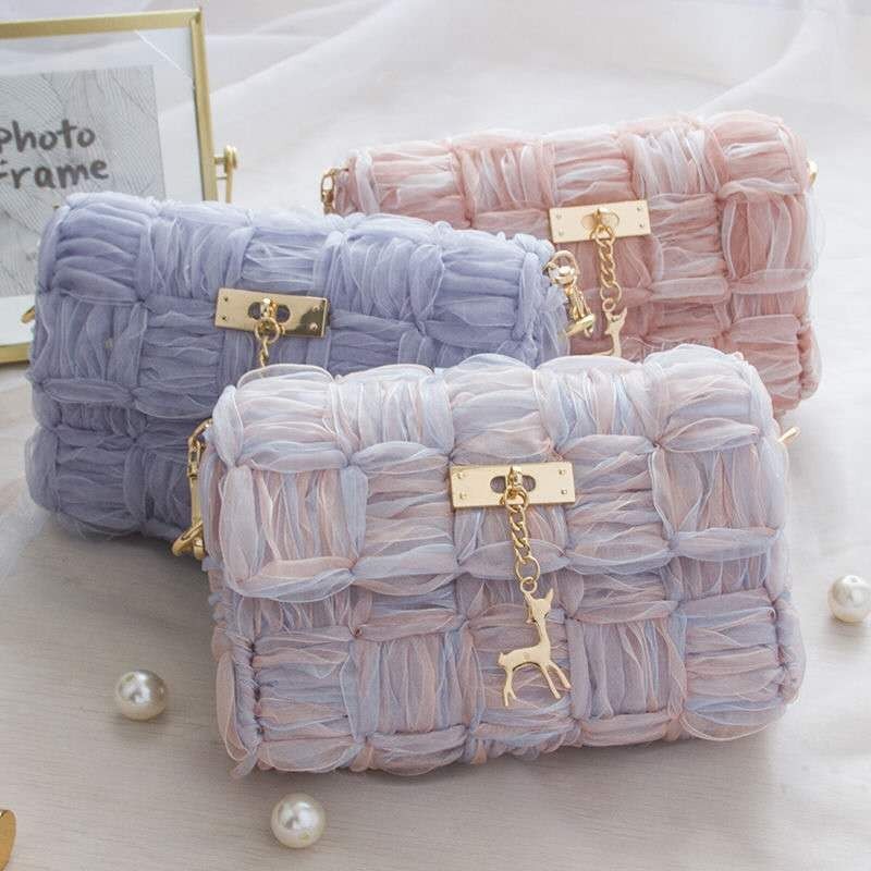 Ribbon gauze hand-woven chain bag - Jatanele