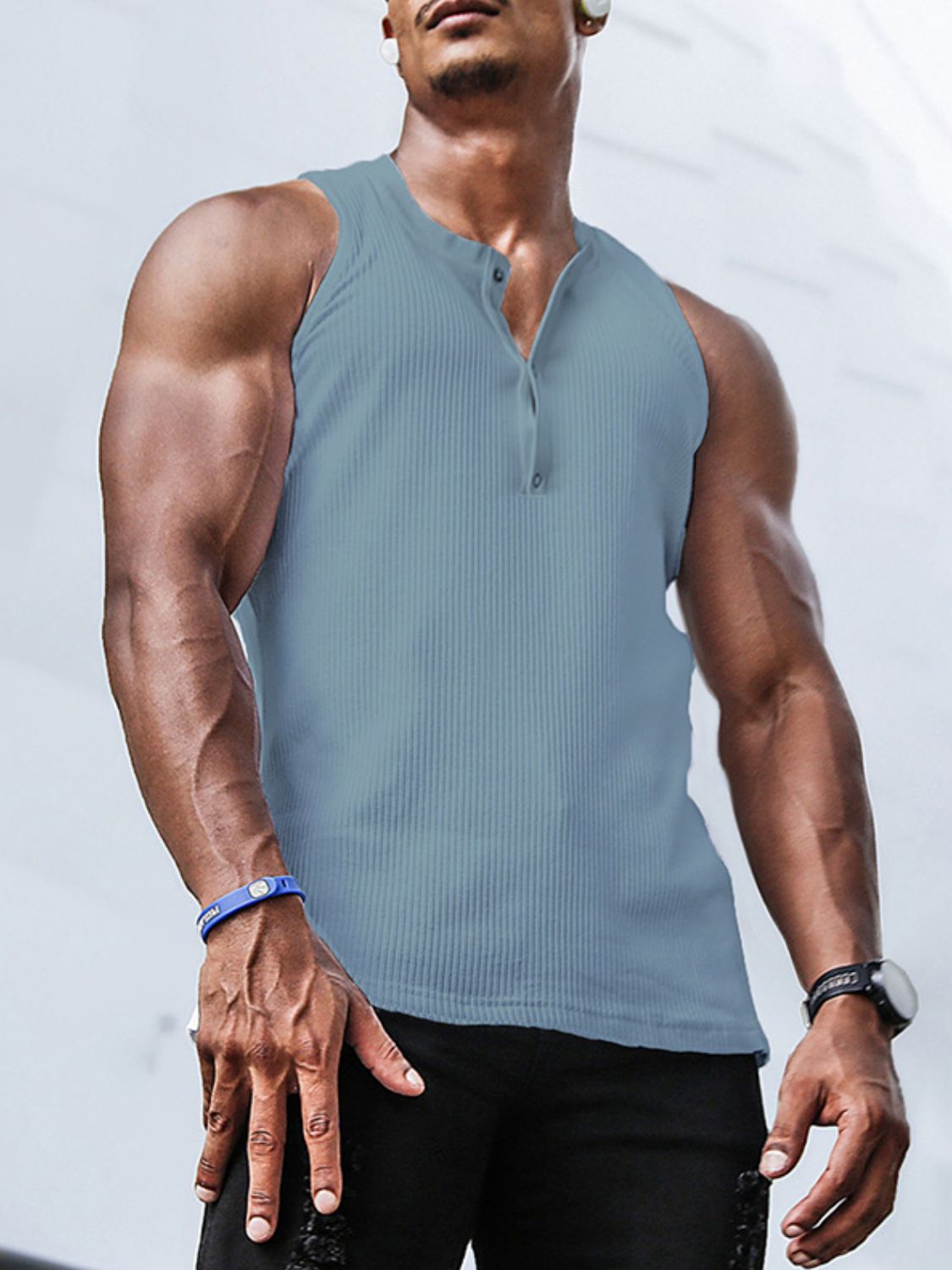 Men's Plus Size Ribbed Tank - Jatanele