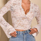 V-Neck Flare Sleeve Lace Top - Jatanele