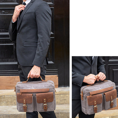 Premium Cowhide with Cloth Briefcase - Jatanele