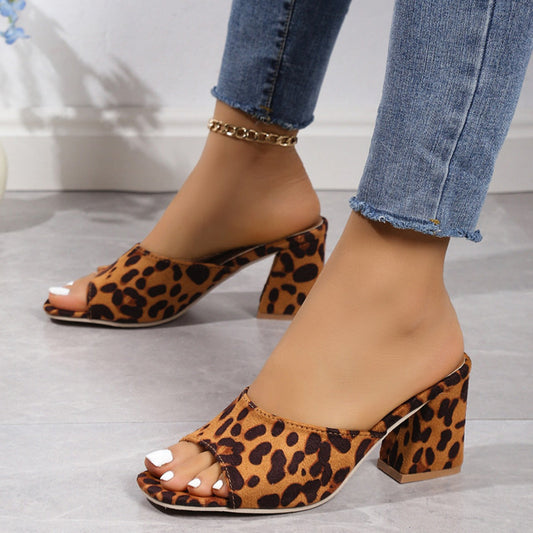 Savannah Suede Leopard Heels Trendsi