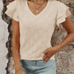 Eyelet V-Neck Ruffled Cap Sleeve Top - Jatanele