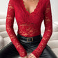 V-Neck Long Sleeve Lace Top - Jatanele