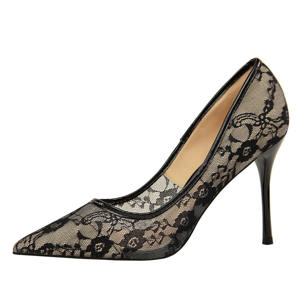 Elegant Pointed Toe Mesh Lace Shoes - Breathable and Lightweight - Jatanele