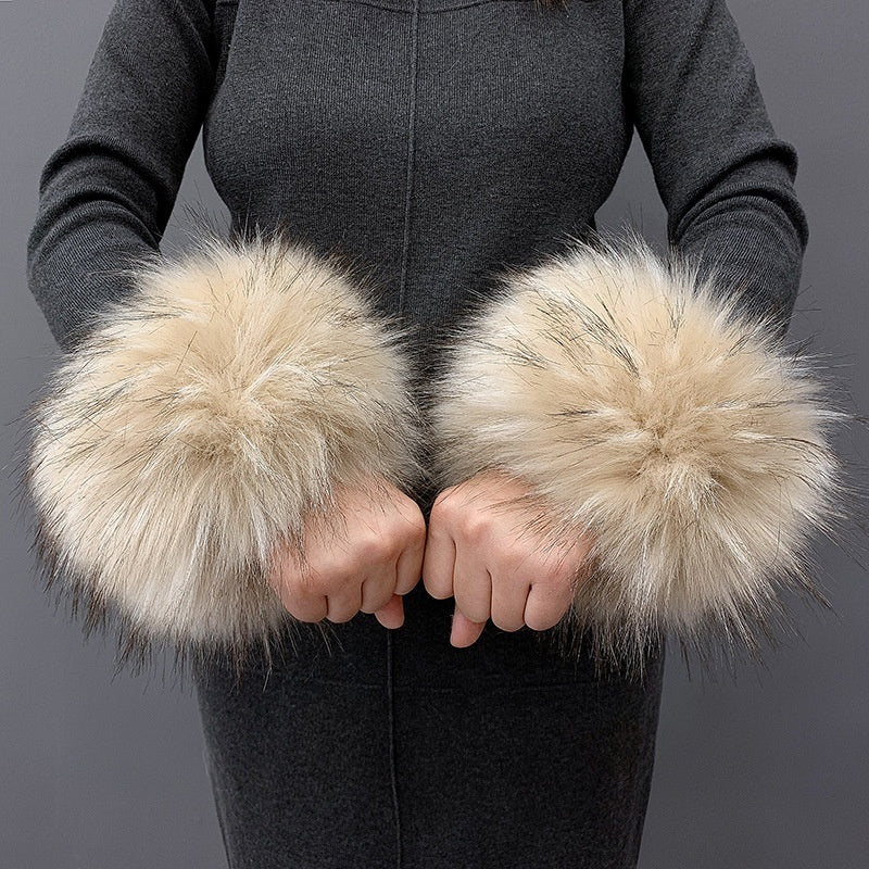 Faux Rabbit Fur Wristband Cuffs – Soft & Stylish Accessories - Jatanele