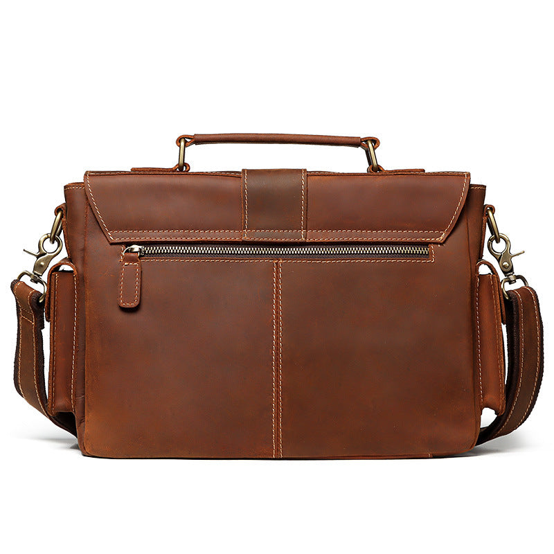 Premium Business Leather Men's Briefcase - Khaki - Jatanele