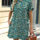 Printed Round Neck Short Sleeve Mini Dress - Jatanele