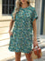 Printed Round Neck Short Sleeve Mini Dress - Jatanele
