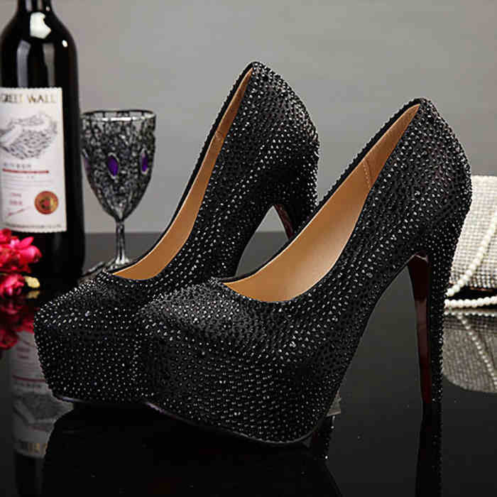 Crystal-Embellished Super High Heels 14cm - Jatanele