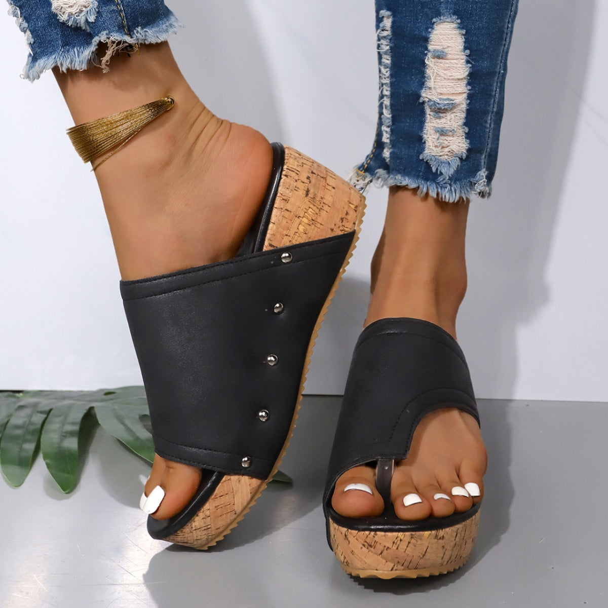 Serena PU Leather Wedges Trendsi