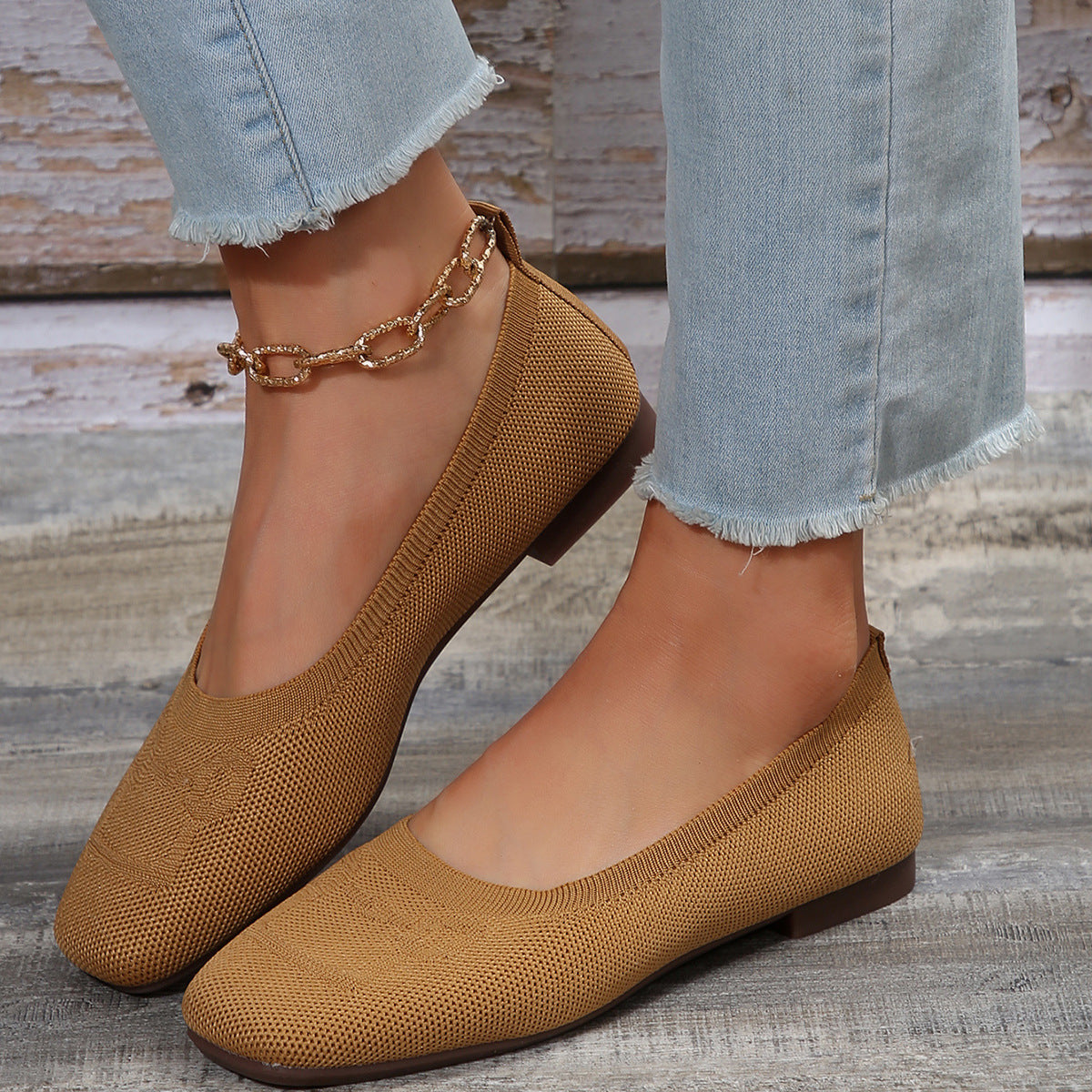 Square Toe Flat Slip-Ons - Jatanele