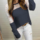 Waffle-Knit Lace Round Neck Long Sleeve T-Shirt - Jatanele