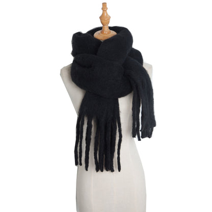 Plush Mohair Twist Braid Scarf - Cozy Winter Fashion - Jatanele