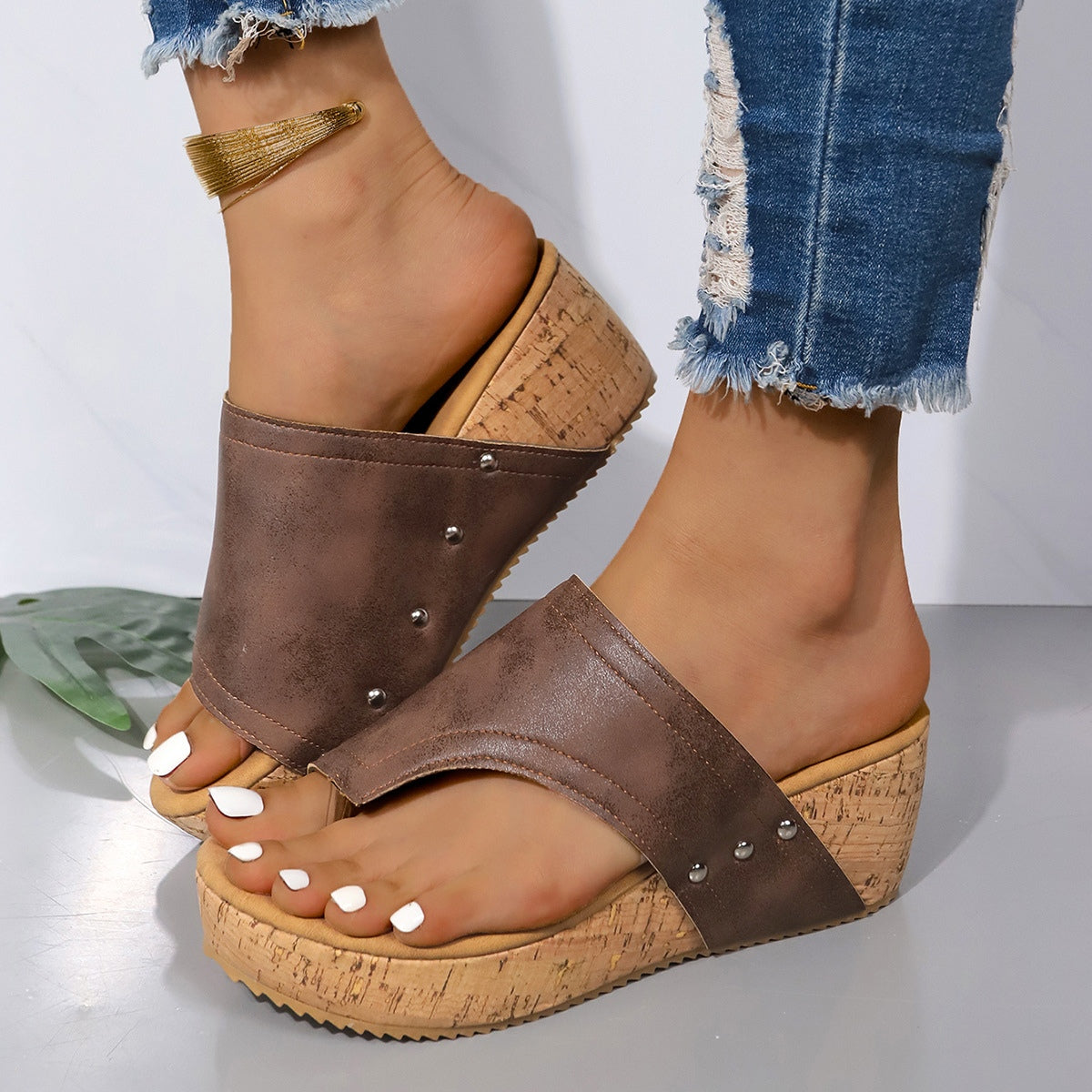 Serena PU Leather Wedges Trendsi