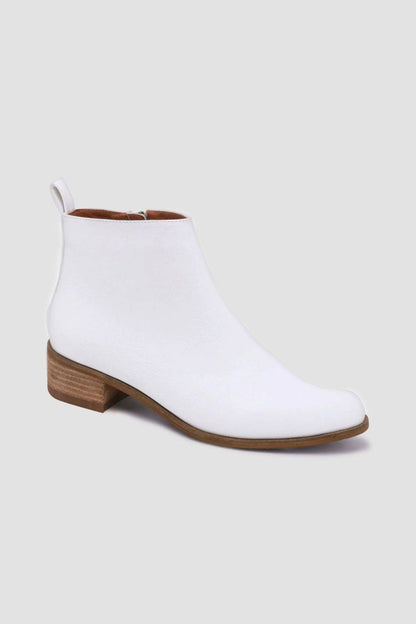 Classic PU Leather Block Heel Ankle Boots – White Trendsi