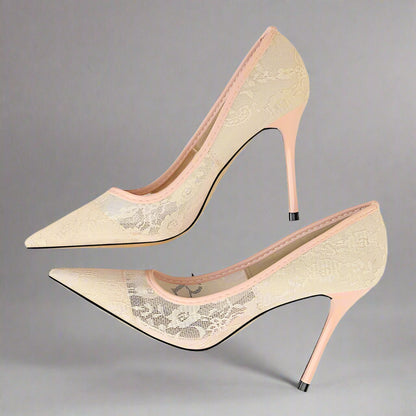 Elegant Pointed Toe Mesh Lace Shoes - Breathable and Lightweight - Jatanele