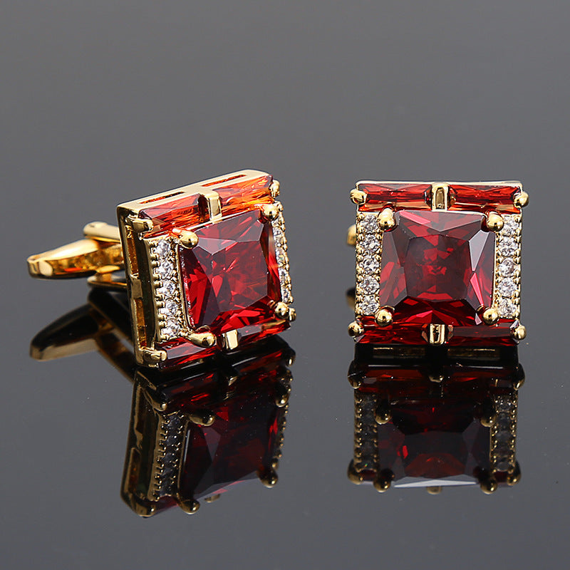 Square Diamond Men’s Zircon Crystal Cufflinks - Jatanele