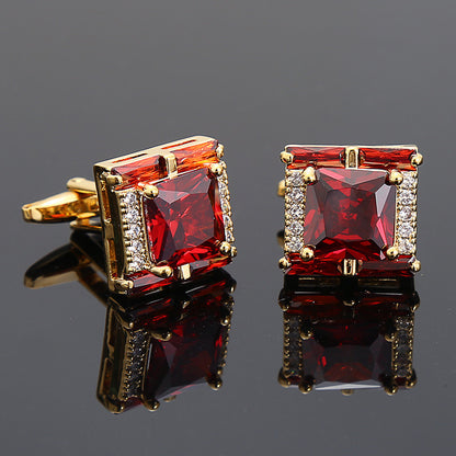 Square Diamond Men’s Zircon Crystal Cufflinks - Jatanele